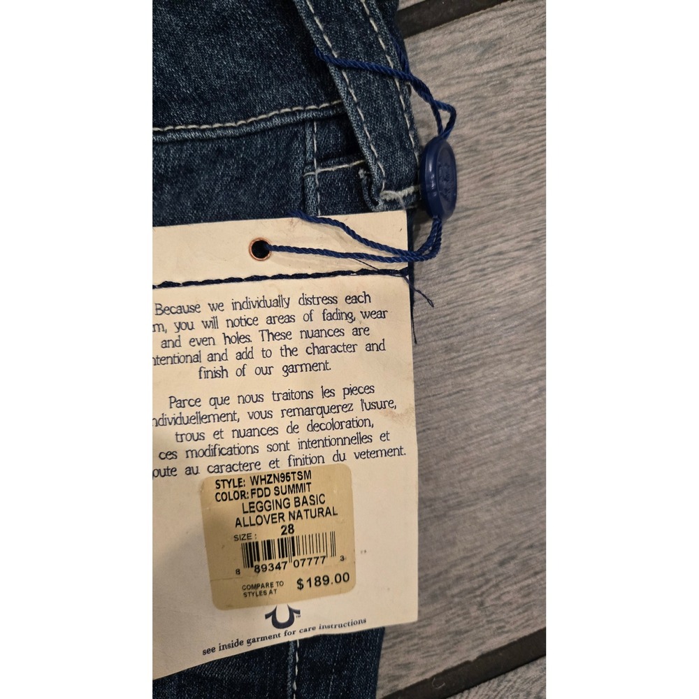 True Religion Legging Basic Allover Natural Jeans FDD Summit Dark Wash Size 28 - Picture 2 of 6